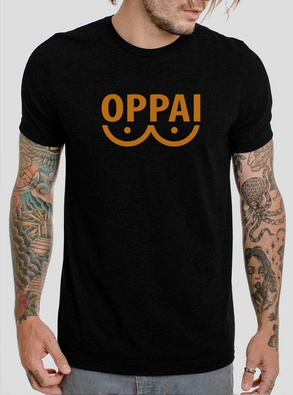 One Punch Man Saitama Oppai Black T Shirt T Shirts For Men