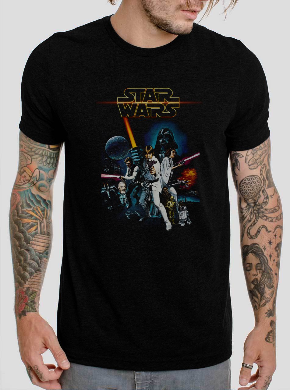 Star Wars A New Hope Star Jedi Black T-Shirt, T-Shirts for Men