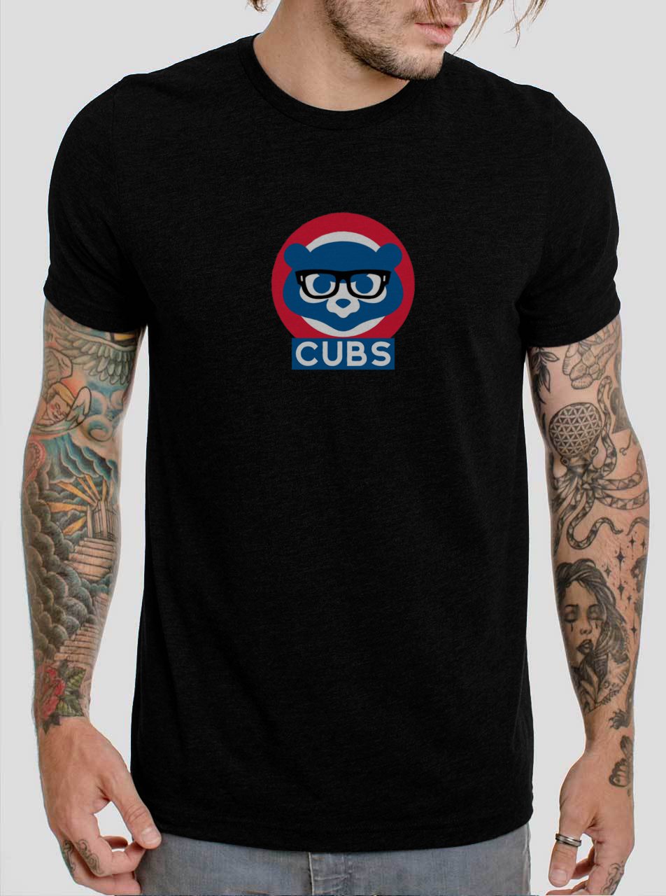 Geek Cubs Baseball Nerdy Chicago Cubs MLB Team Black T-Shirt, T-Shirts for Men
