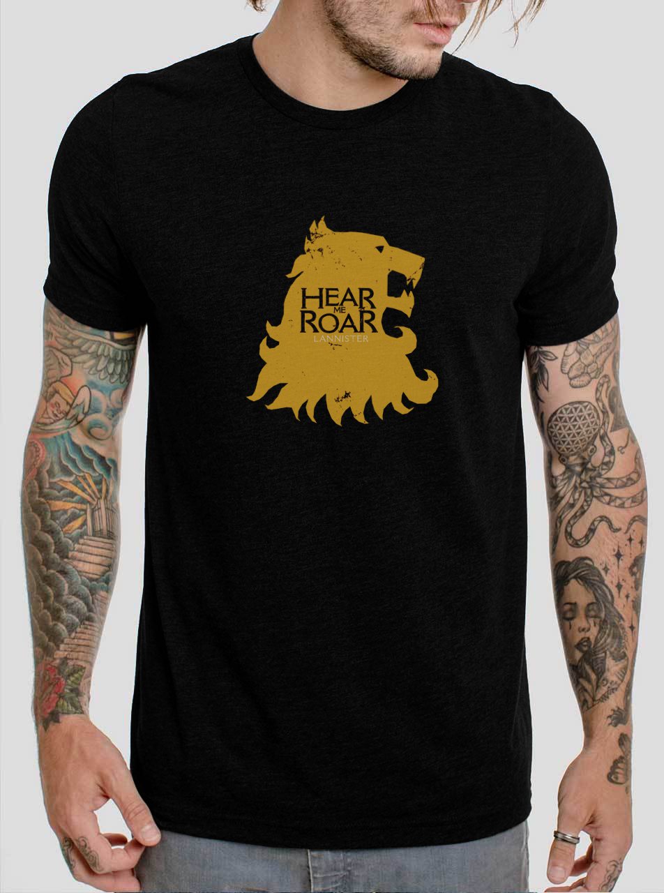 Hear Me Roar House Lannister Game of Thrones Black T-Shirt, T-Shirts for Men