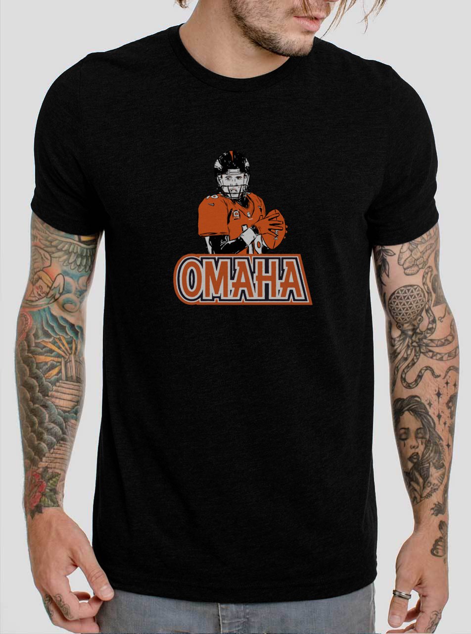 OMAHA Peyton Manning 18 Denver Broncos Black T-Shirt, T-Shirts for Men