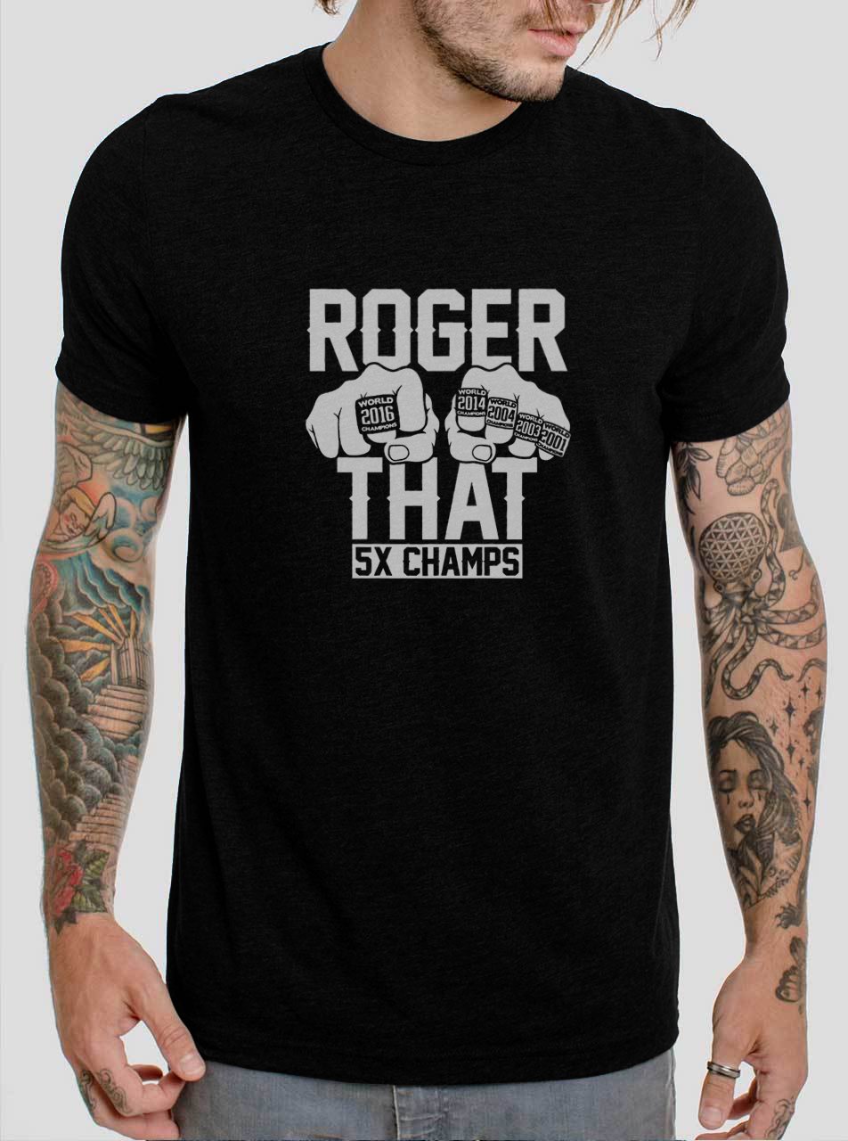 Tom Brady 5X Patriots Champions Rings Roger That Black T-Shirt, T-Shirts for Men