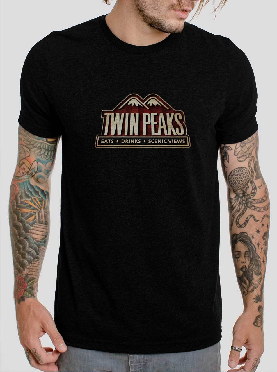 TWIN PEAKS Eats Drinks Scenic Views Black T-Shirt, T-Shirts for Men