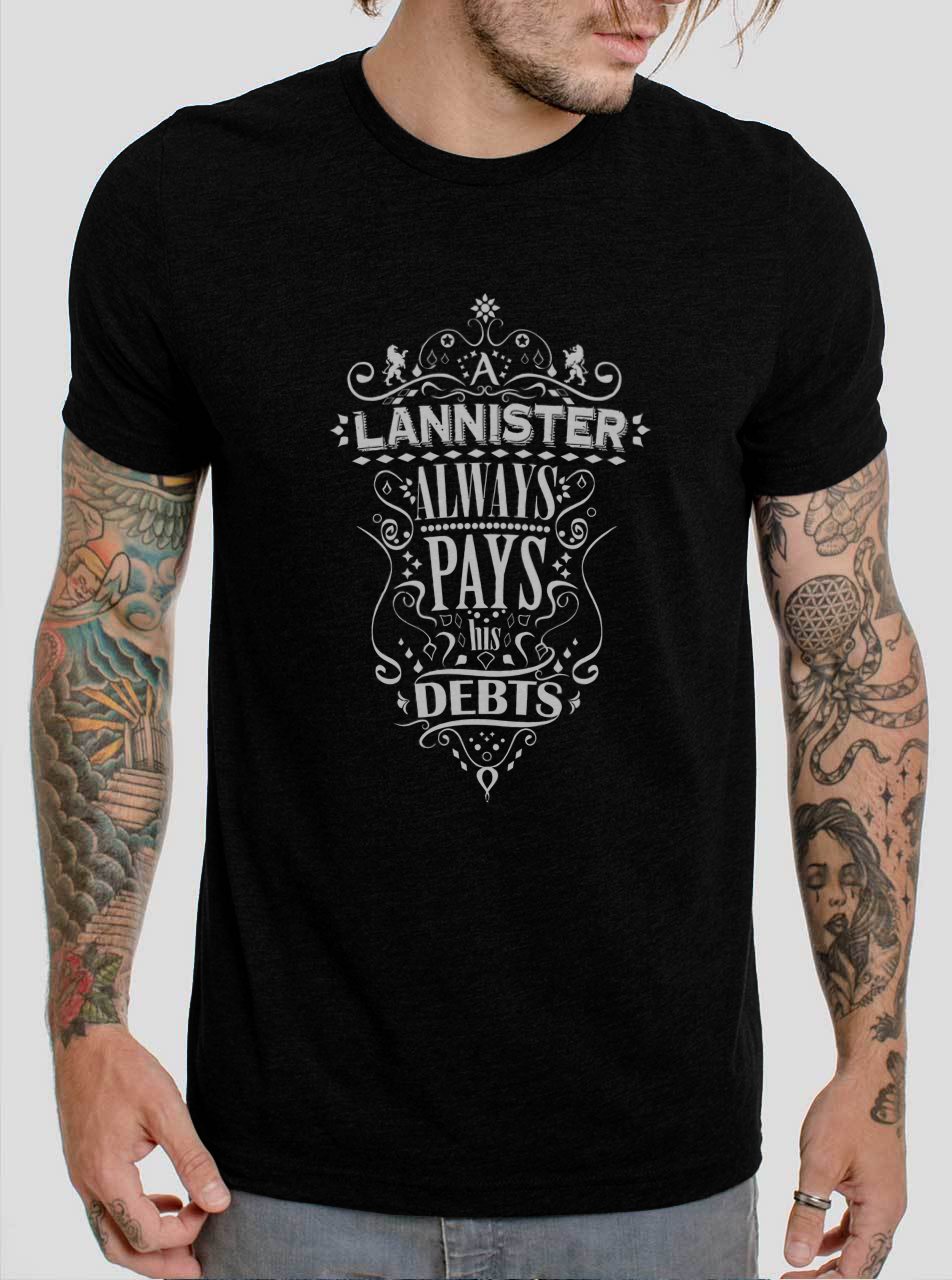 A Lannister Always Pays His Debts GOT Typography Black T-Shirt, T-Shirts for Men
