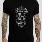 A Lannister Always Pays His Debts GOT Typography Black T-Shirt, T-Shirts for Men