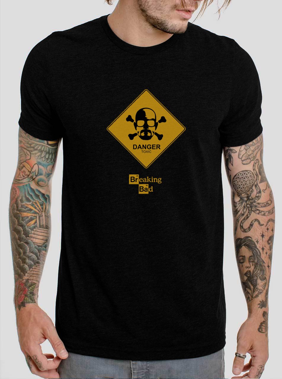 Breaking Bad Danger Toxic Walter White Heisenberg Black T-Shirt, T-Shirts for Men