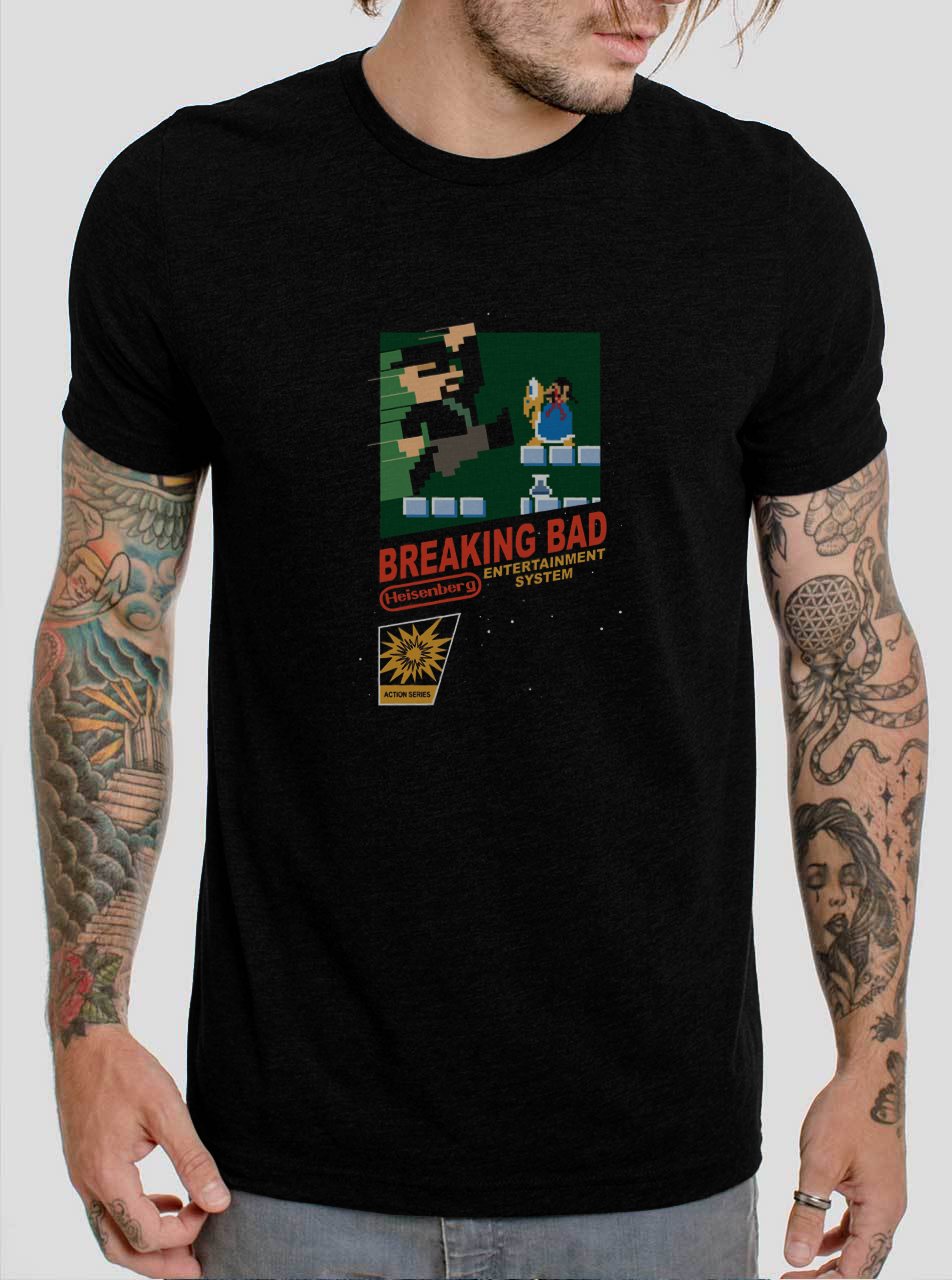 Breaking Bad Heisenberg 8Bit Game Walter White Pixel Art Black T-Shirt, T-Shirts for Men
