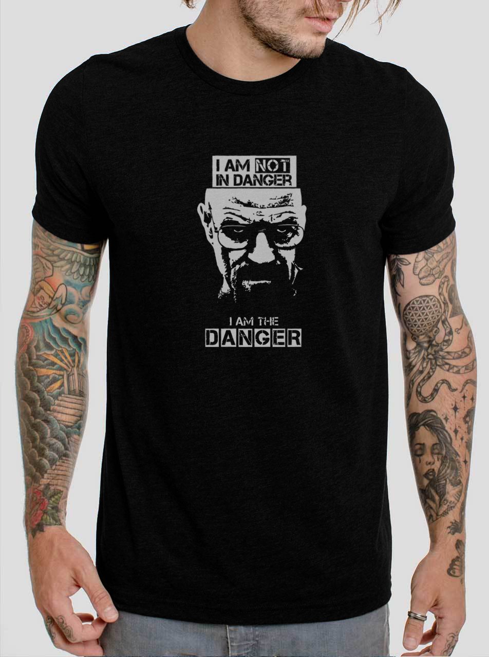 Breaking Bad Walter White I Am Not in Danger I Am The Danger Black T-Shirt, T-Shirts for Men