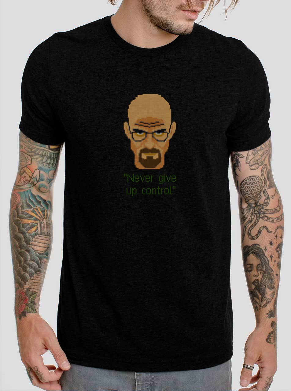Heisenberg Never Give Up Control Walter White Breaking Bad Black T-Shirt, T-Shirts for Men