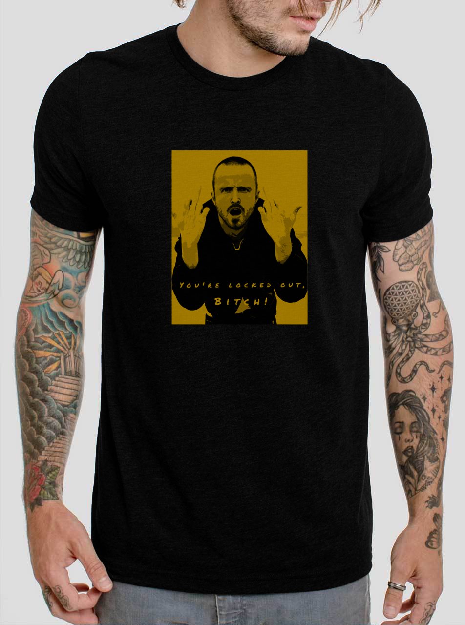 Jesse Pinkman You're Locked Out, Bitch! Breaking Bad Black T-Shirt, T-Shirts for Men