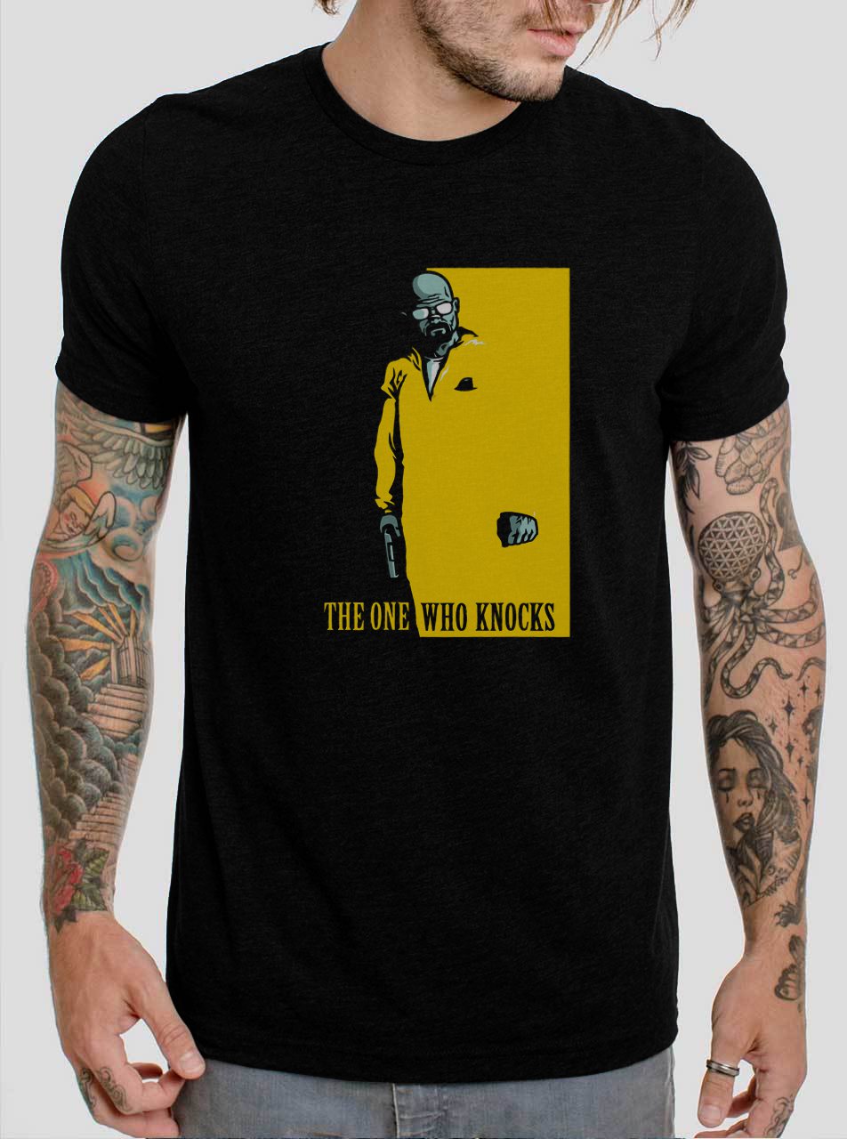 The One Who Knocks Walter White Breaking Bad Br Ba Heisenberg Black T-Shirt, T-Shirts for Men