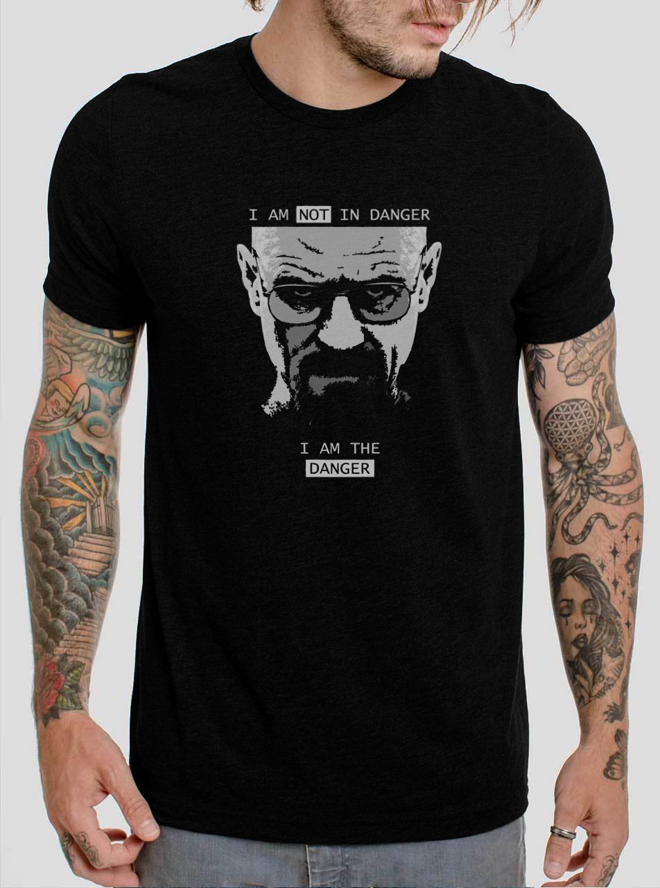 Walter White I am not in danger I am the danger Breaking Bad Black T-Shirt, T-Shirts for Men