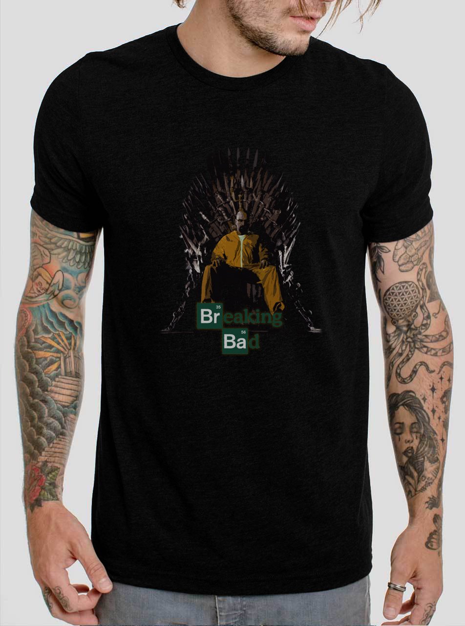 Walter White on the Iron Throne Heisenberg Breaking Bad Black T-Shirt, T-Shirts for Men