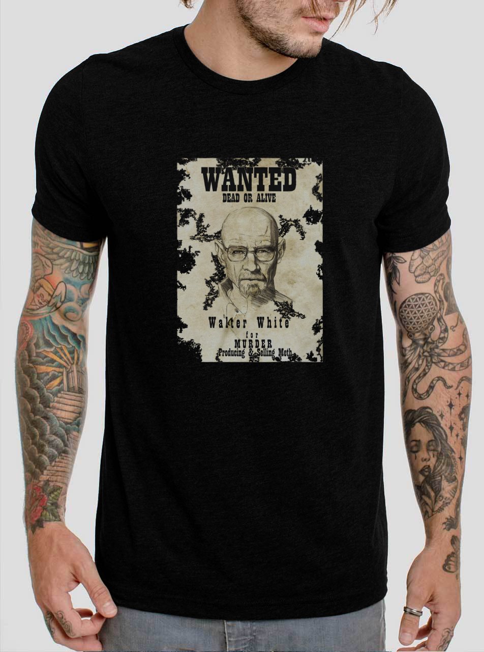 Wanted Dead Or Alive Walter White Heisenberg Black T-Shirt, T-Shirts ...