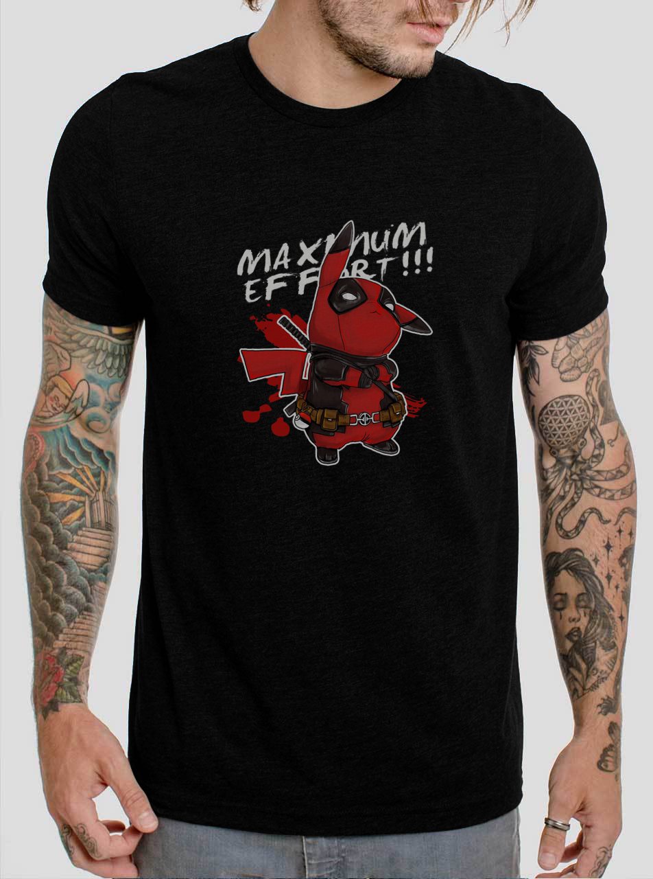 Pikapool Maximum Effort Black T-Shirt, T-Shirts for Men