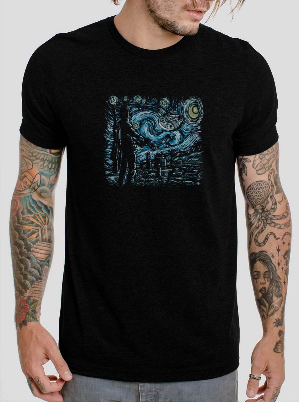 Boba Fett Starry Night Van Gogh Star Wars  Black T-Shirt, T-Shirts for Men