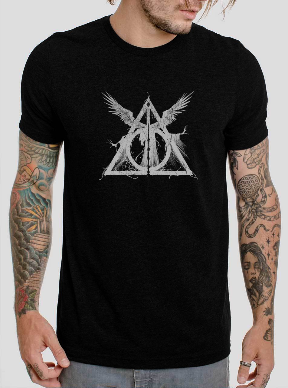 Deathly Hallows Harry Potter Inspired Black T-Shirt, T-Shirts for Men