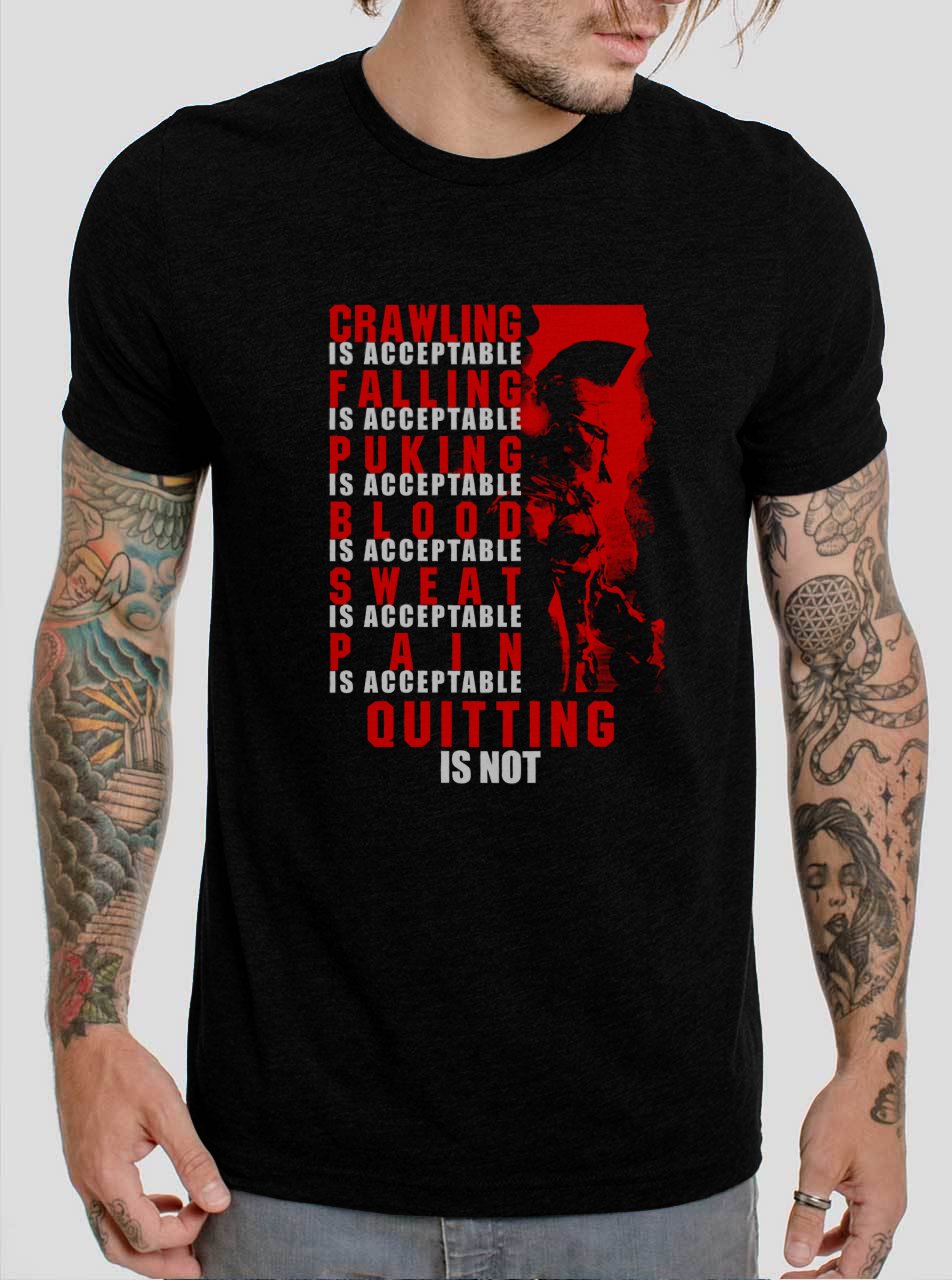Quitting Is Not Acceptable Spartan Gym Training Workout Crossfit Black T-Shirt, T-Shirts for Men