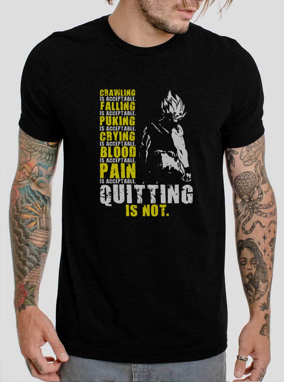 Quitting Is Not Acceptable Super Saiyan Black T-Shirt, T-Shirts for Men