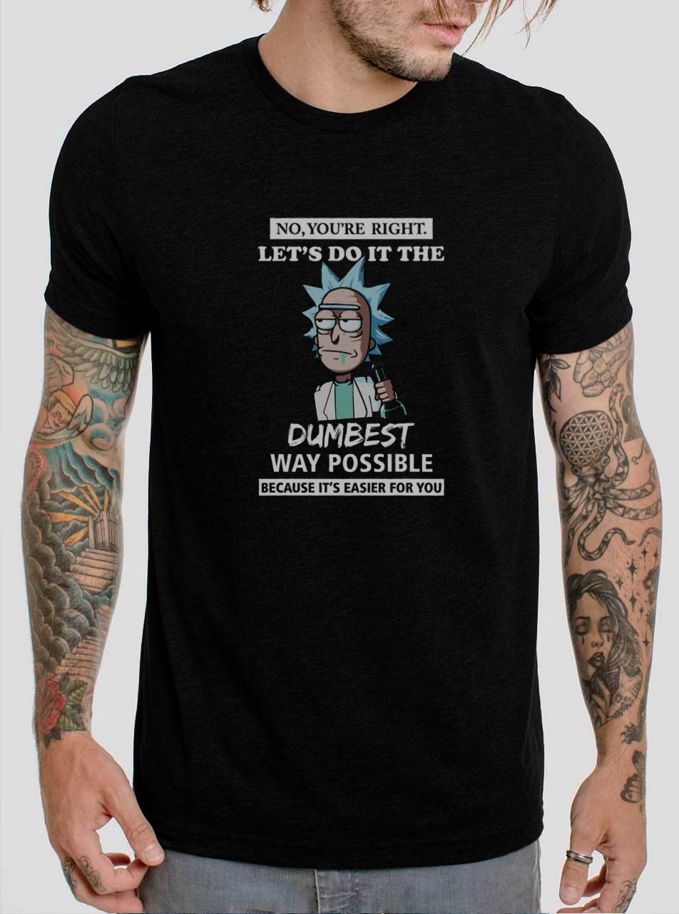 Rick and Morty Dumbest Way Possible Black T-Shirt, T-Shirts for Men