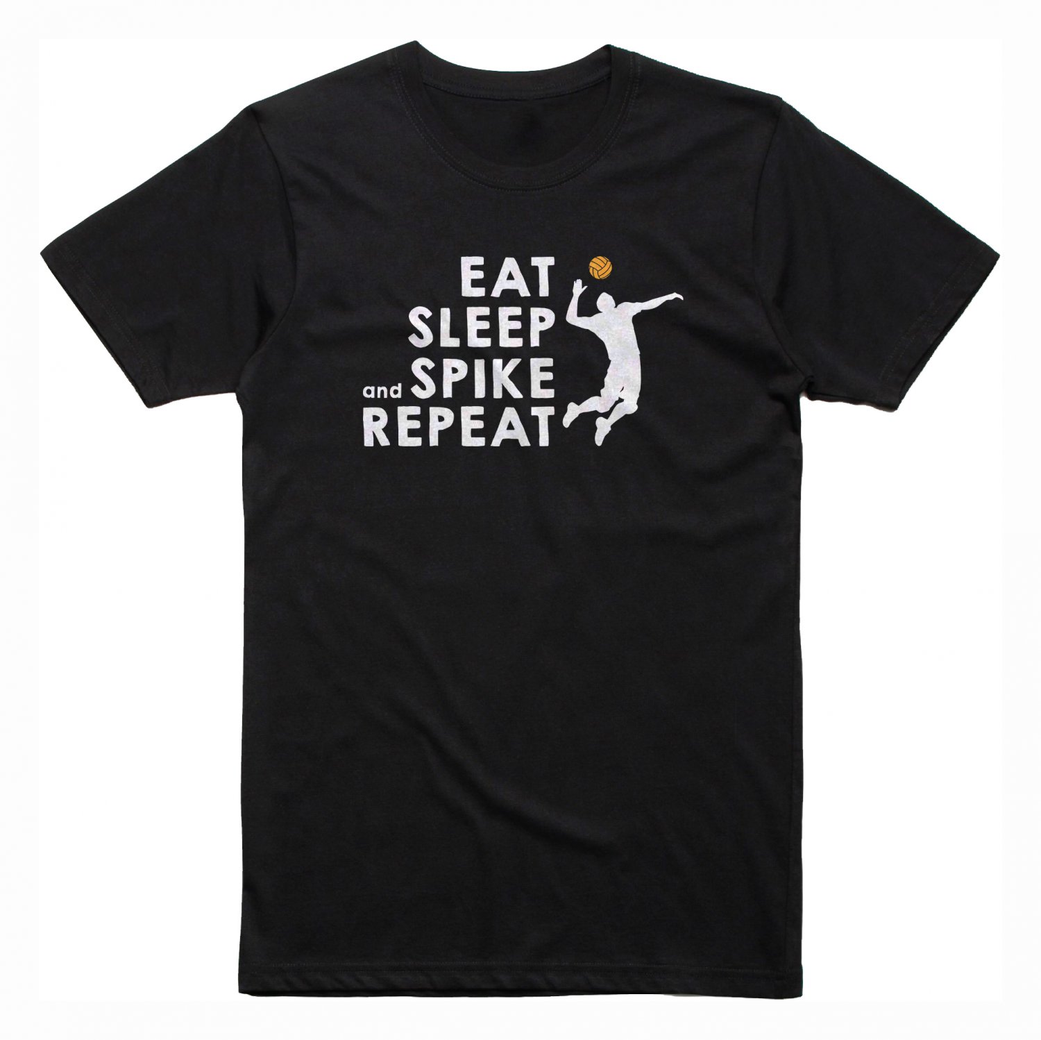 Eat Sleep Spike and Repeat VolleyBall Quotes Black T-Shirt, T-Shirts for Men