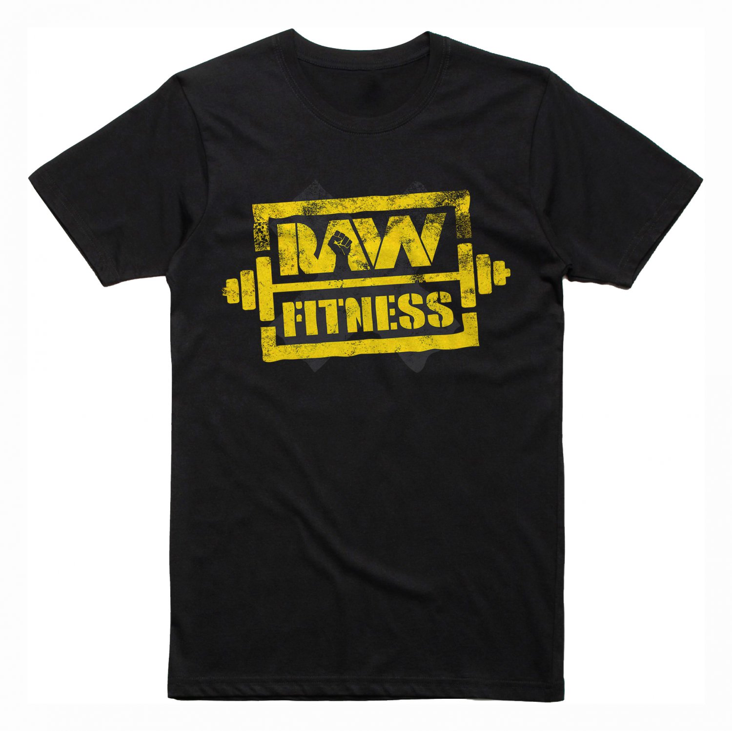 Raw Fitness Bodybuilding Element Sport Concept Gym Workout Black T