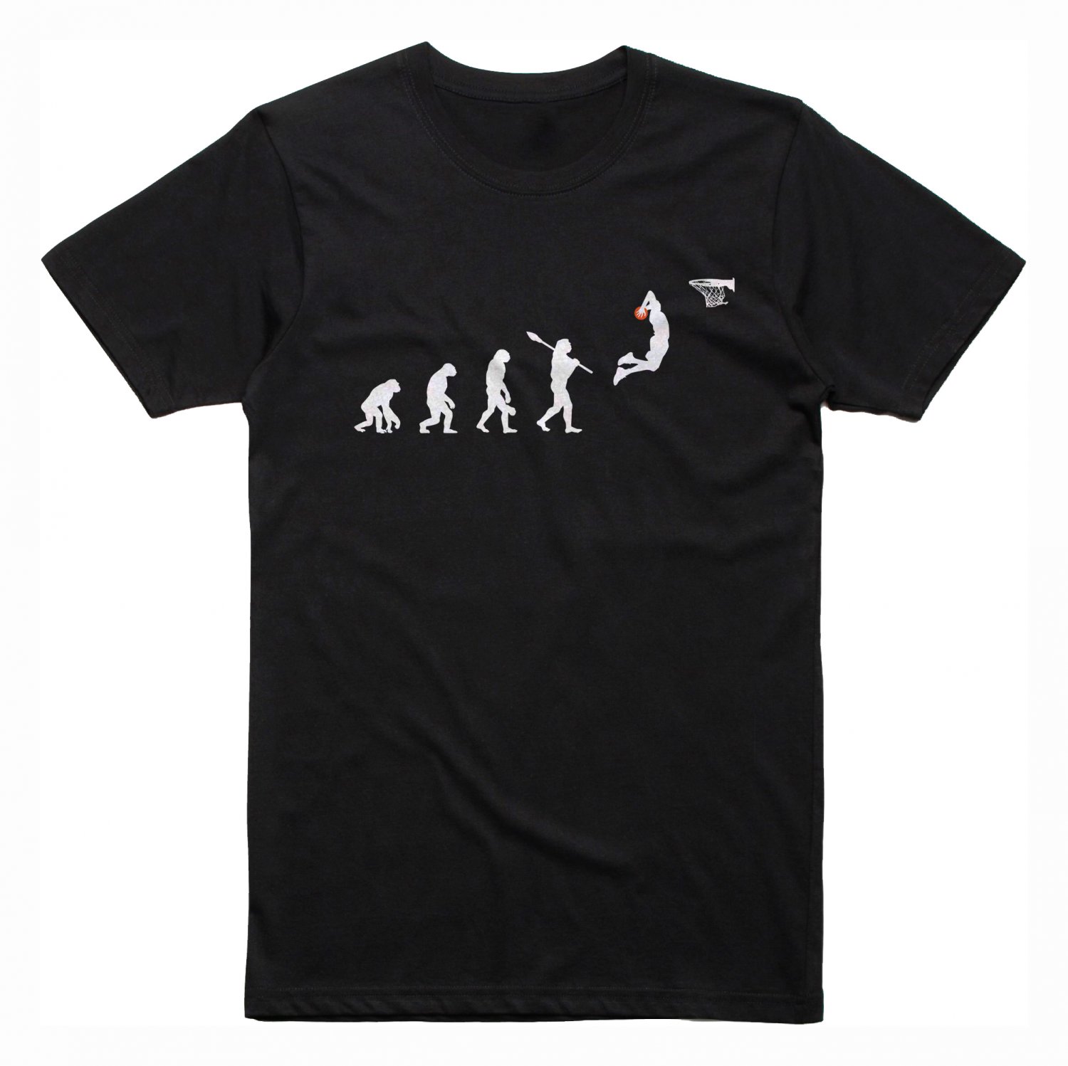 Basketball Evolution Slam Dunk and Dribble Black T-Shirt, T-Shirts for Men