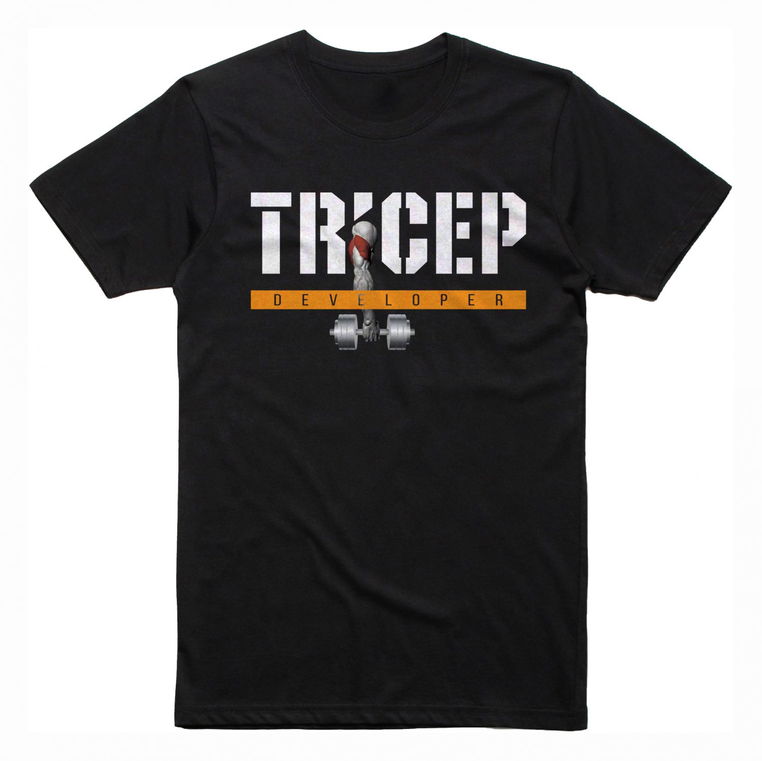 Tricep Developer Gym and Bodybuilding Black T-Shirt,Gym Shirts