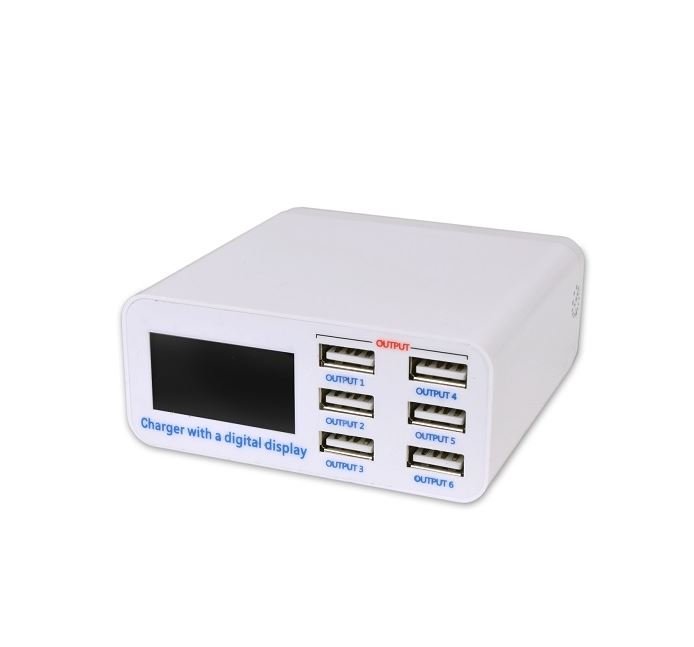 6 Port 6 Amp USB Fast Charging Station Universal Power Adapter AC Wall Charger w/LCD Display