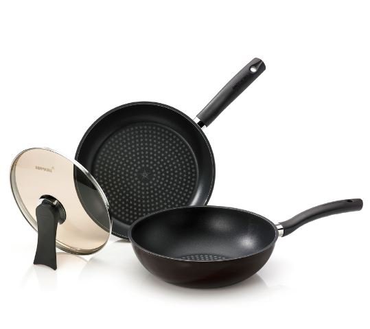 Diamond 3-Piece Non-Stick Frying Pan Set with Lids
