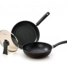 Diamond 3-Piece Non-Stick Frying Pan Set with Lids