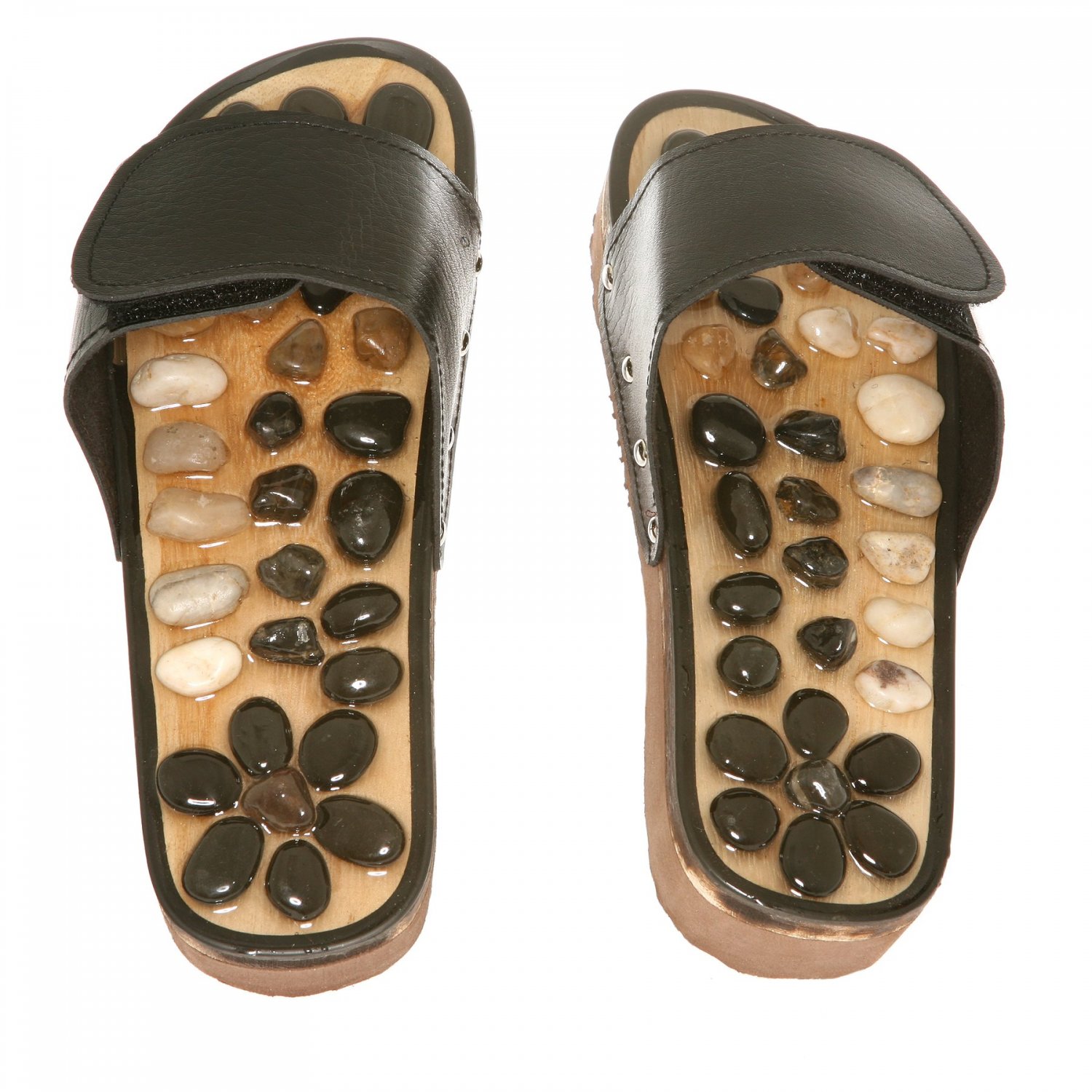 Massage Slipper - New Stone Acupressure Therapy Reflexology 6 - Black