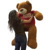 5 Foot Giant Teddy Bear 60 Inches Soft Cinnamon Brown Color Wears T-shirt