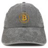 Bitcoin Embroidered Washed Cotton Adjustable Cap - Black