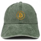 Bitcoin Embroidered Washed Cotton Adjustable Cap - Dark green