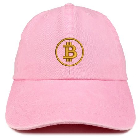 Bitcoin Embroidered Washed Cotton Adjustable Cap - Pink