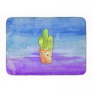 Cactus Blue and Purple Watercolor Machine Washable Memory Foam Mat