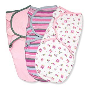 Summer Infant Swaddleme 3 Piece Adjustable Infant Wrap, 7-14 Lbs, Small-Medium, Girly Bug,