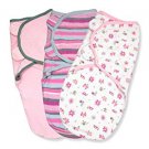 Summer Infant Swaddleme 3 Piece Adjustable Infant Wrap, 7-14 Lbs, Small-Medium, Girly Bug,