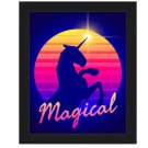 Click Wall Art Magical Unicorn Sunset Framed Graphic Art 11 x 14 Espresso Frame