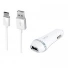 2-in-1 Type-C USB Charger (White) - 2.1Ah Car Charger Adapter + USB Charging Cable