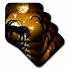 3dRose Black Unicorn In Front Of Full Moon With Fairies, Ceramic Tile Coasters, set of 8