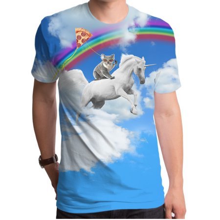 Koala Unicorn Sublimated Mens 100% Poly  Crew T-Shirt - L