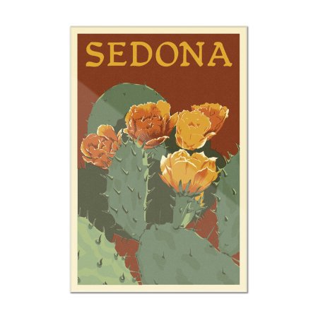 Sedona, Arizona - Prickly Pear Cactus - Letterpress - Lantern Press Artwork (24x36)