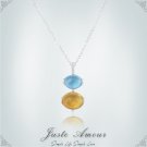 925 Silver Natural Blue Topaz & Citrine Necklace (Include Shipping)