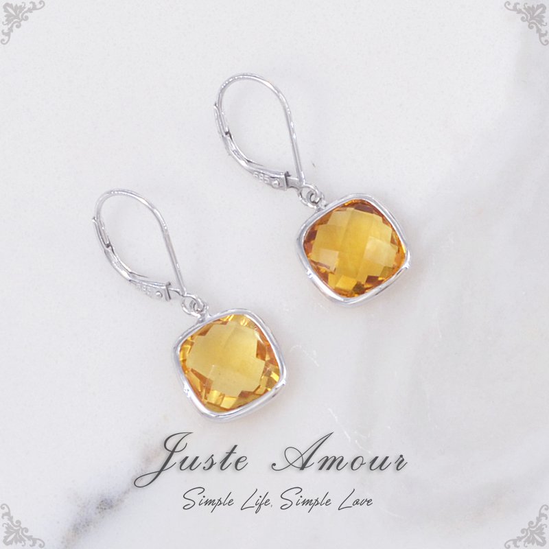 "925 Silver Natural Citrine Earring (Include Shipping and Earring Box)