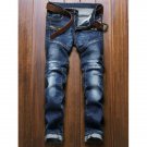 Moto Design Zipper Fly Straight Leg Jeans