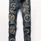Embellished Zipper Fly Straight Leg Jeans