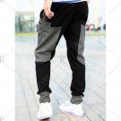Pockets Design Drawstring Color Splicing Jogger Pants