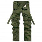 3 Stylish Loose Fit Solid Color Multi-Pocket Straight Leg Cotton Blend Cargo Pants For Men